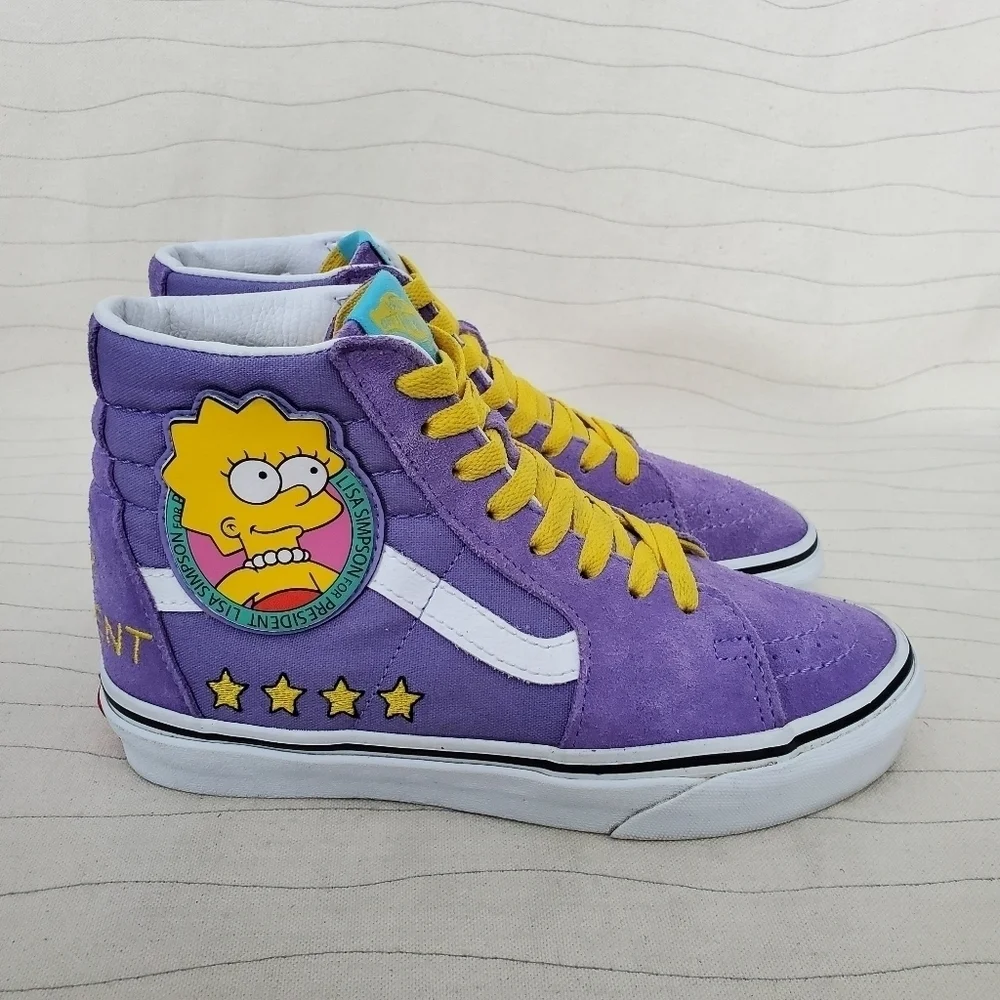 Vans Womens Lisa Simpson for President High Top Purple Suede Shoes Sneakers Sz 5